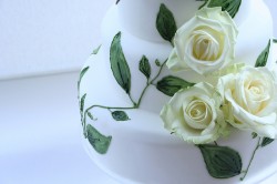 hand painted roses wedding cake