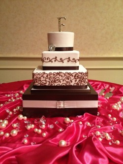 Pink and Brown Square Cake