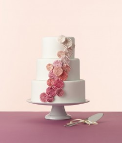 Ombre Pink Pleated Pinwheel Wedding Cake